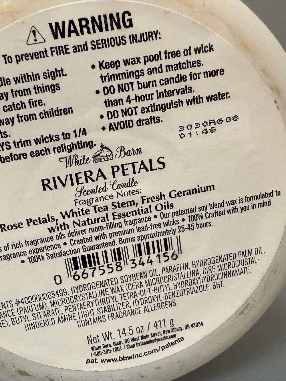 White Barn Riviera Petals Scented Candle - Picture 3 of 3